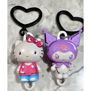Kuromi & Hello Kitty Heart Keychain Back Pack Purse X 2
